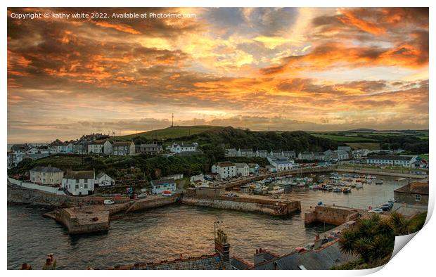 Porthleven Harbour Cornwall Print by kathy white