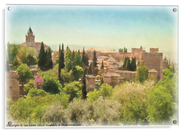 A View of the Alhambra Palace Acrylic by Ian Lewis