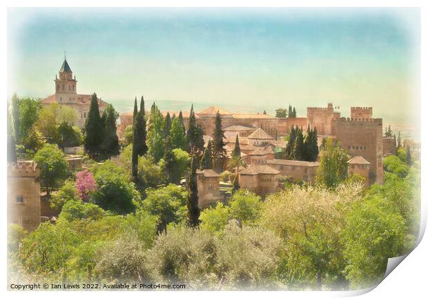 A View of the Alhambra Palace Print by Ian Lewis