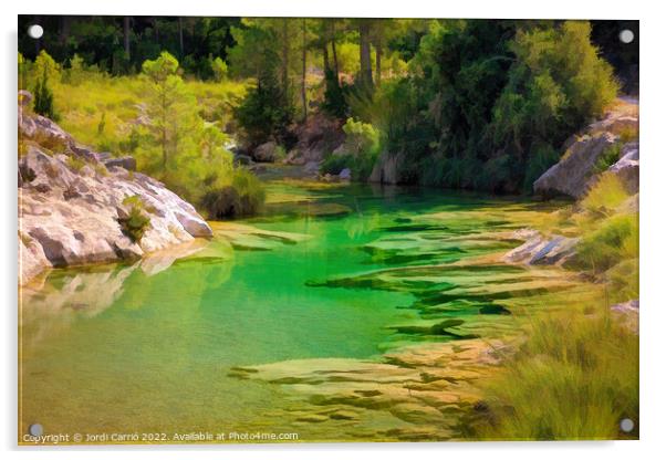 Emeralds in the Beceite Fishery - CR2009-3495-ABS Acrylic by Jordi Carrio