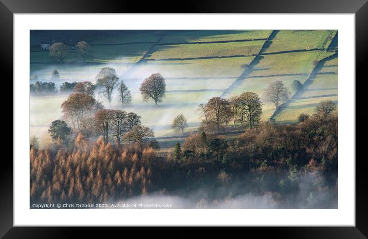 Derwent Valley Dawn Mist Framed Mounted Print by Chris Drabble