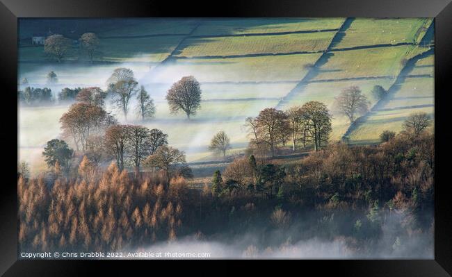 Derwent Valley Dawn Mist Framed Print by Chris Drabble