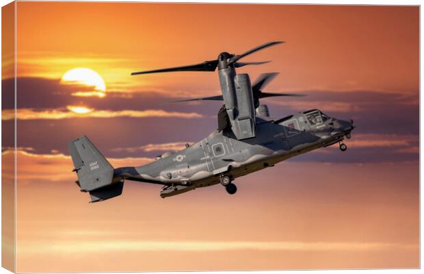 USAF CV-22B Osprey at Sunset Canvas Print by Derek Beattie