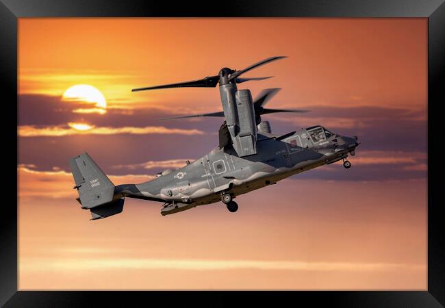 USAF CV-22B Osprey at Sunset Framed Print by Derek Beattie