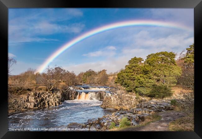 Rainbow at Low Force Waterfall Framed Print by Richard Laidler