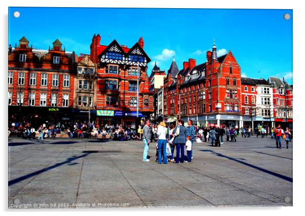 Nottingham city square. Acrylic by john hill