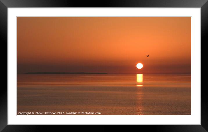 Lundy Sunset Framed Mounted Print by Steve Matthews