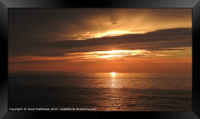 Lundy Sunset Framed Print by Steve Matthews