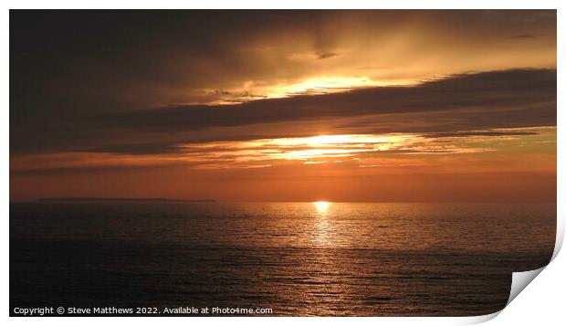 Lundy Sunset Print by Steve Matthews