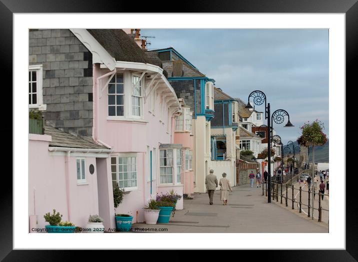 Strolling along the promenade at Lyme Regis on a summer's day Framed Mounted Print by Gordon Dixon