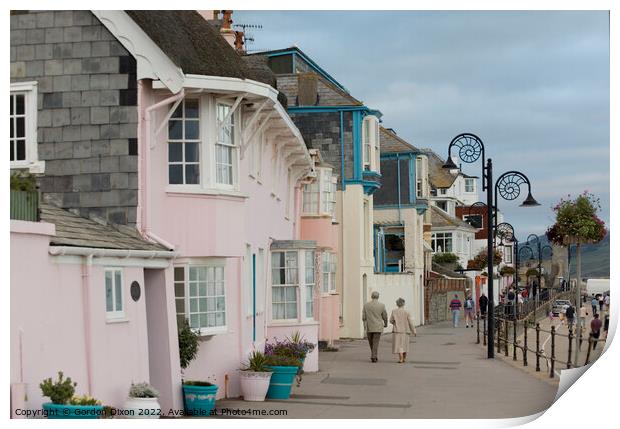 Strolling along the promenade at Lyme Regis on a summer's day Print by Gordon Dixon