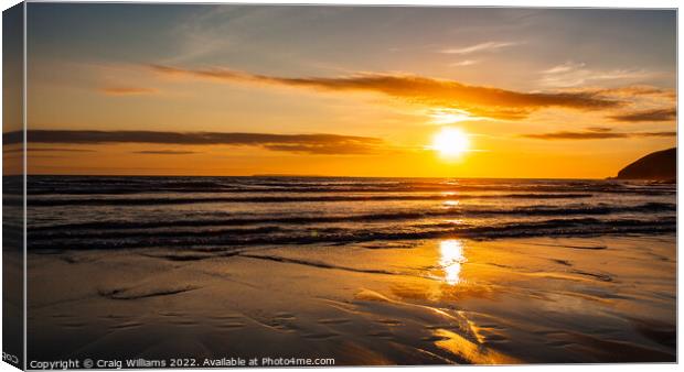 Sunset at Croyde Beach in Summer  Canvas Print by Craig Williams