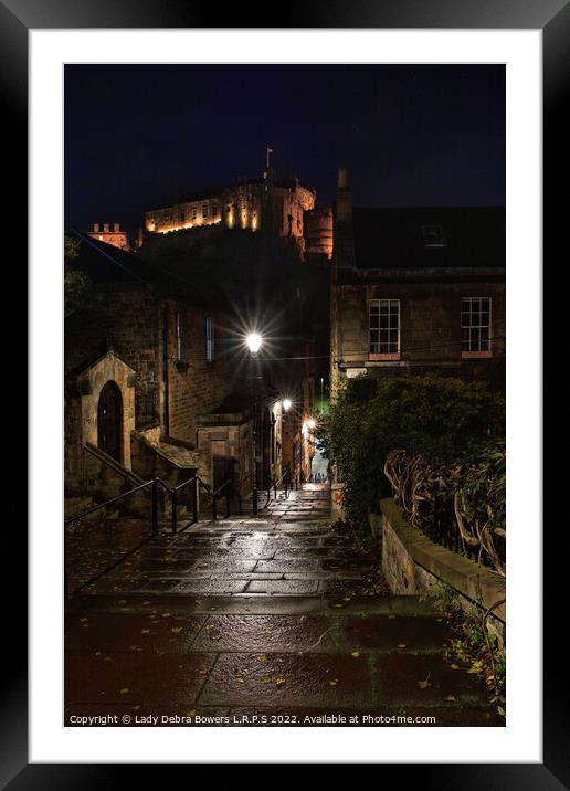 The Vennel and Edinburgh Castle  Framed Mounted Print by Lady Debra Bowers L.R.P.S