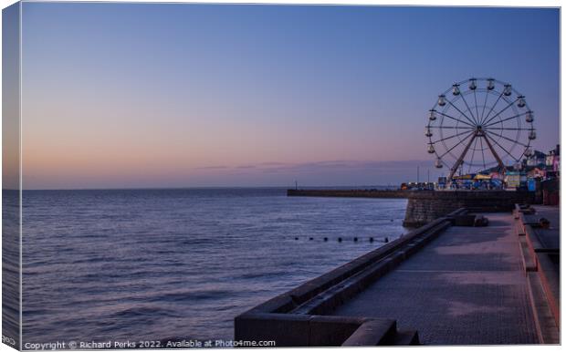 Bridlington seafront in the blue hour  Canvas Print by Richard Perks