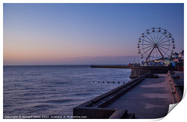 Bridlington seafront in the blue hour  Print by Richard Perks