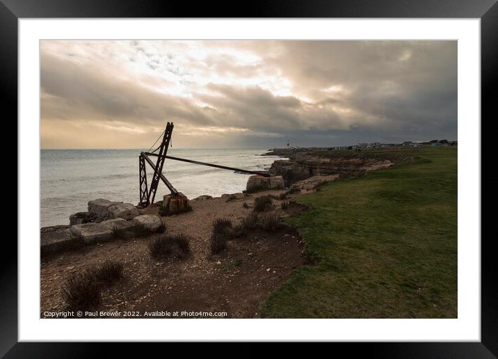 Portland Bill in Winter Framed Mounted Print by Paul Brewer