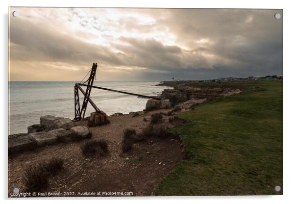 Portland Bill in Winter Acrylic by Paul Brewer