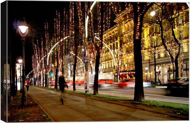 Festive evening in Vienna. Canvas Print by David Birchall