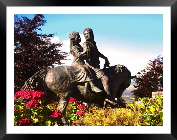 A statue of a couple  riding a horse Framed Mounted Print by Stephanie Moore