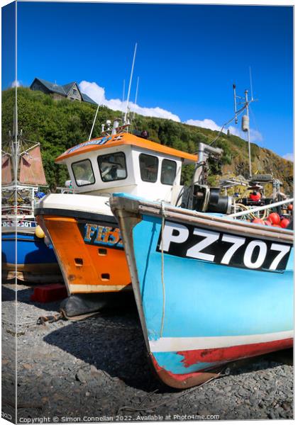 Fishing Boats, Cadgewith, Cornwall Canvas Print by Simon Connellan