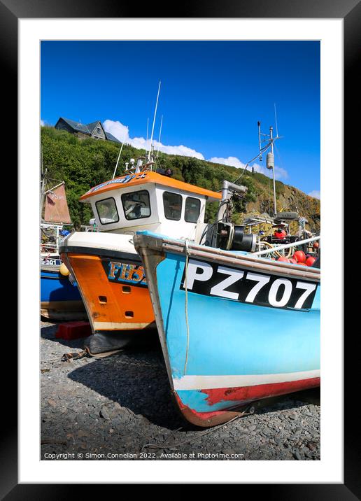 Fishing Boats, Cadgewith, Cornwall Framed Mounted Print by Simon Connellan