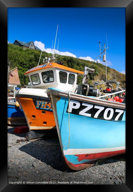 Fishing Boats, Cadgewith, Cornwall Framed Print by Simon Connellan