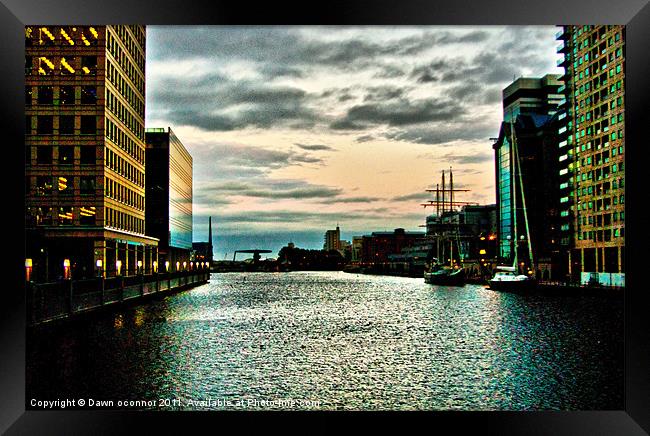 Docklands Sunset Framed Print by Dawn O'Connor