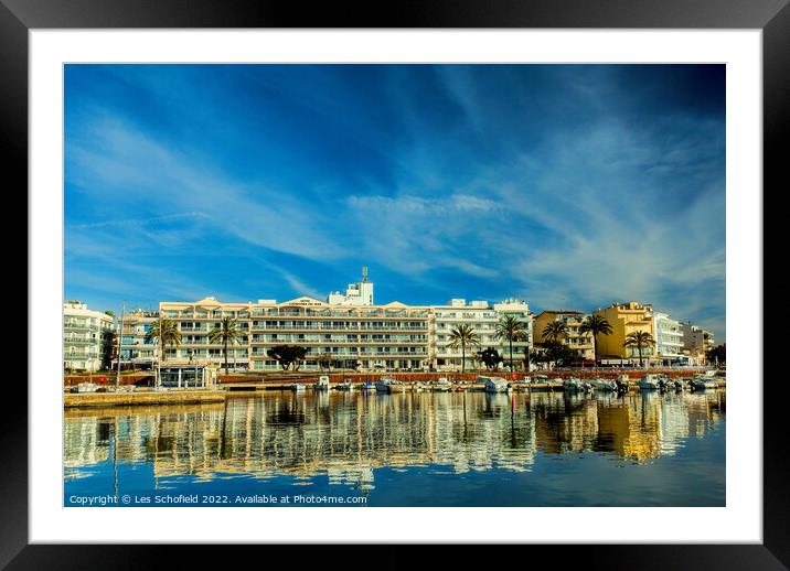 The Serenity of Cala Bona Harbour Framed Mounted Print by Les Schofield