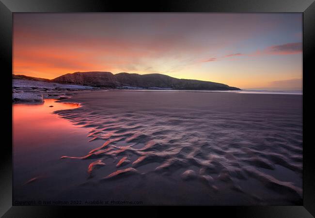 Dunraven Bay Sunrise Framed Print by Neil Holman