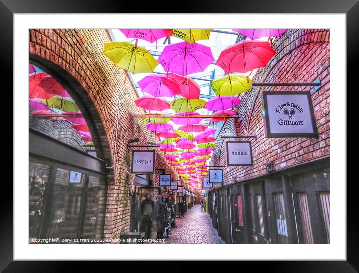 Colourful Umbrella Paradise Camden Market Framed Mounted Print by Beryl Curran