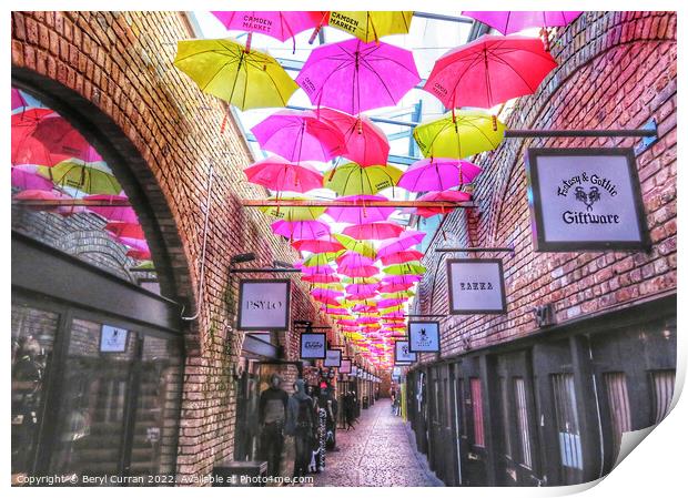 Colourful Umbrella Paradise Camden Market Print by Beryl Curran