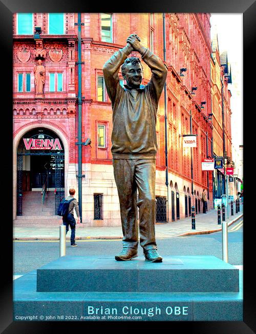 Brian Clough statue. Framed Print by john hill