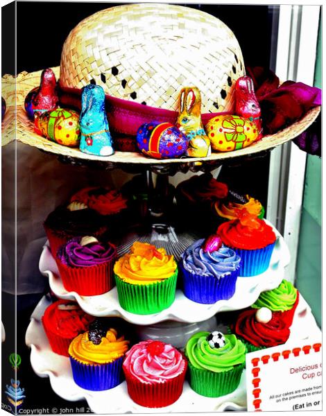 Easter Bonnet Cup Cakes. Canvas Print by john hill