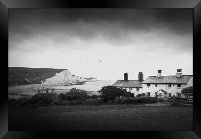 The Coastguard Cottages and the Seven Sisters Framed Print by Mark Jones