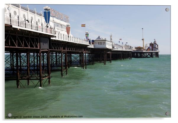 Brighton Pier at high tide Acrylic by Gordon Dixon