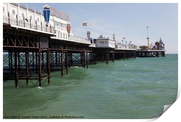 Brighton Pier at high tide Print by Gordon Dixon