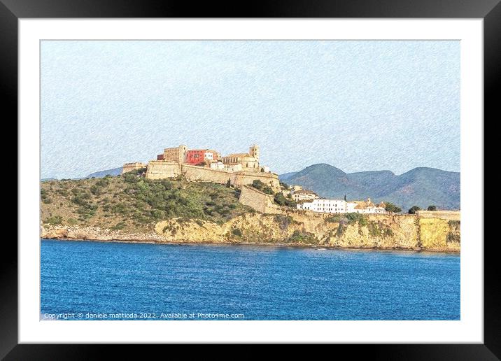 PENCIL  SKETCH  EFFECT  on  view from the sea of o Framed Mounted Print by daniele mattioda