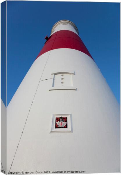 Looking towards the top of Portland Bill lighthouse Canvas Print by Gordon Dixon