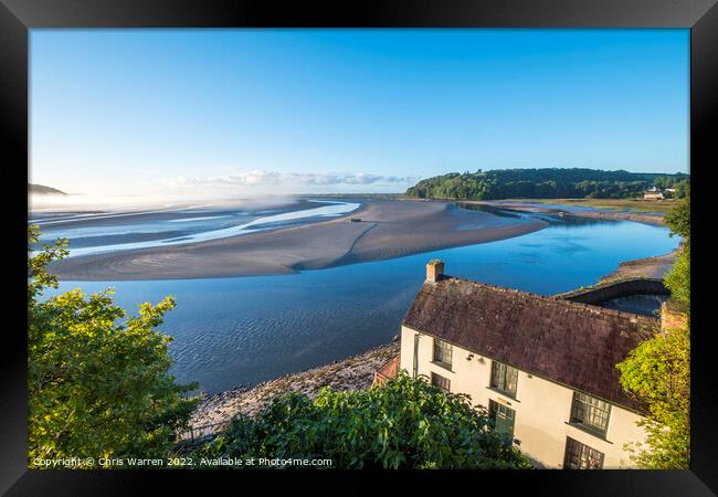 Dylan Thomas Boathouse over looking Laugharne Framed Print by Chris Warren