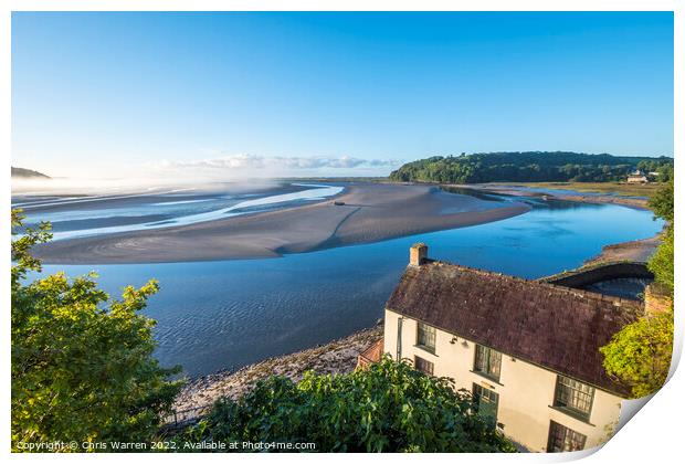 Dylan Thomas Boathouse over looking Laugharne Print by Chris Warren