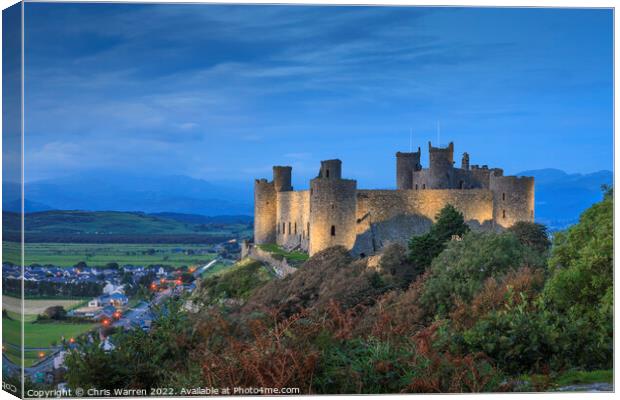 Harlech Castle Gwynedd Wales at twilight Canvas Print by Chris Warren