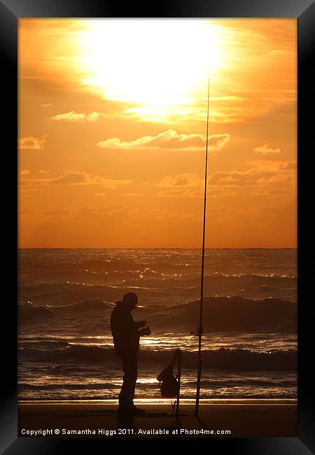 Fishing at Sunset Framed Print by Samantha Higgs