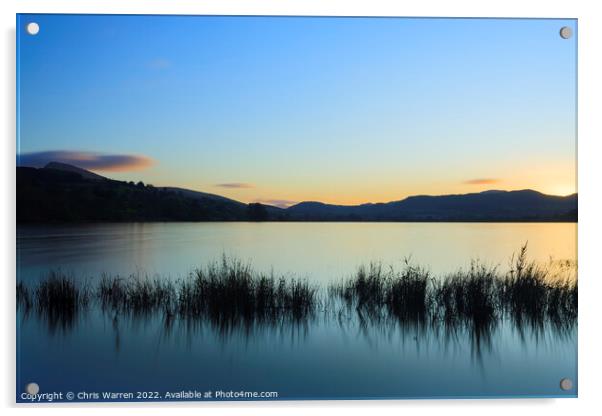 Sunset over Llyn Tegid Bala Lake Snowdonia Wales Acrylic by Chris Warren