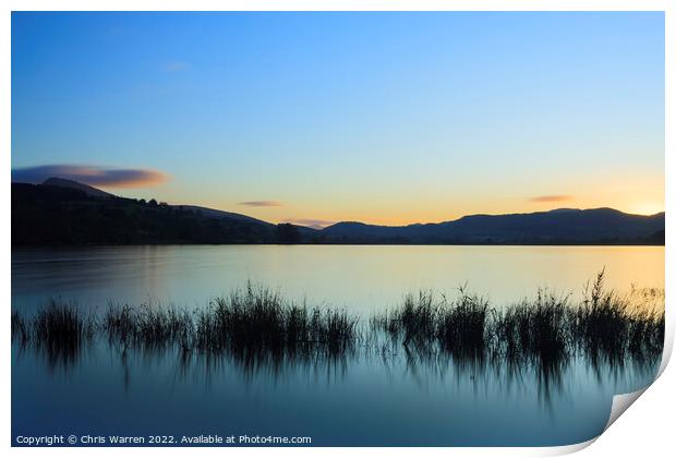 Sunset over Llyn Tegid Bala Lake Snowdonia Wales Print by Chris Warren