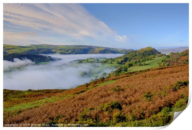 Early morning mist in the Dee Valley Print by Chris Warren