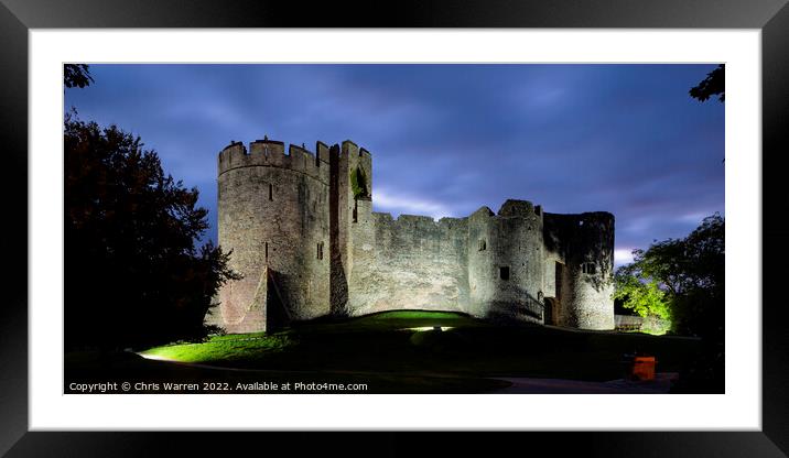Chepstow Castle at twilight Framed Mounted Print by Chris Warren