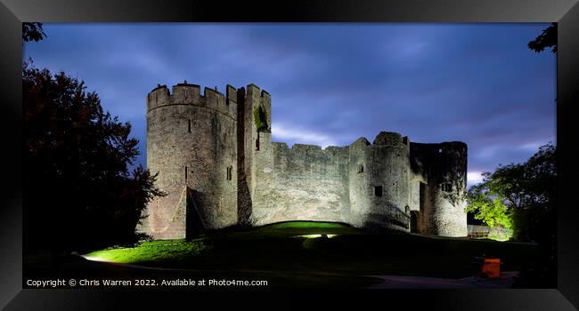 Chepstow Castle at twilight Framed Print by Chris Warren