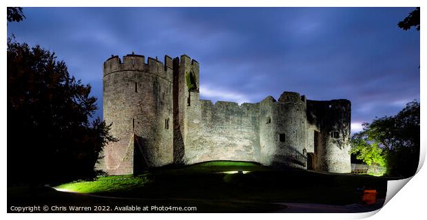 Chepstow Castle at twilight Print by Chris Warren
