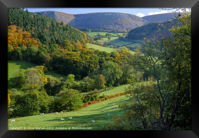 Autumn colours at Eglwyseg near the Horseshoe Pass Framed Print by Chris Warren