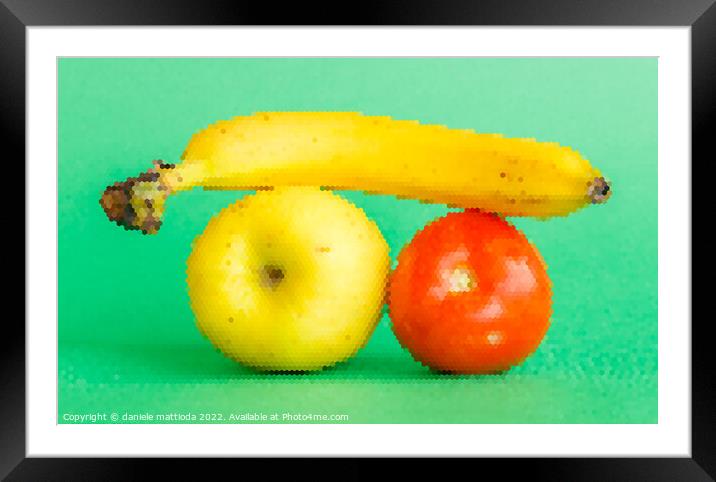 PIXEL ART  on fruits and vegetables Framed Mounted Print by daniele mattioda